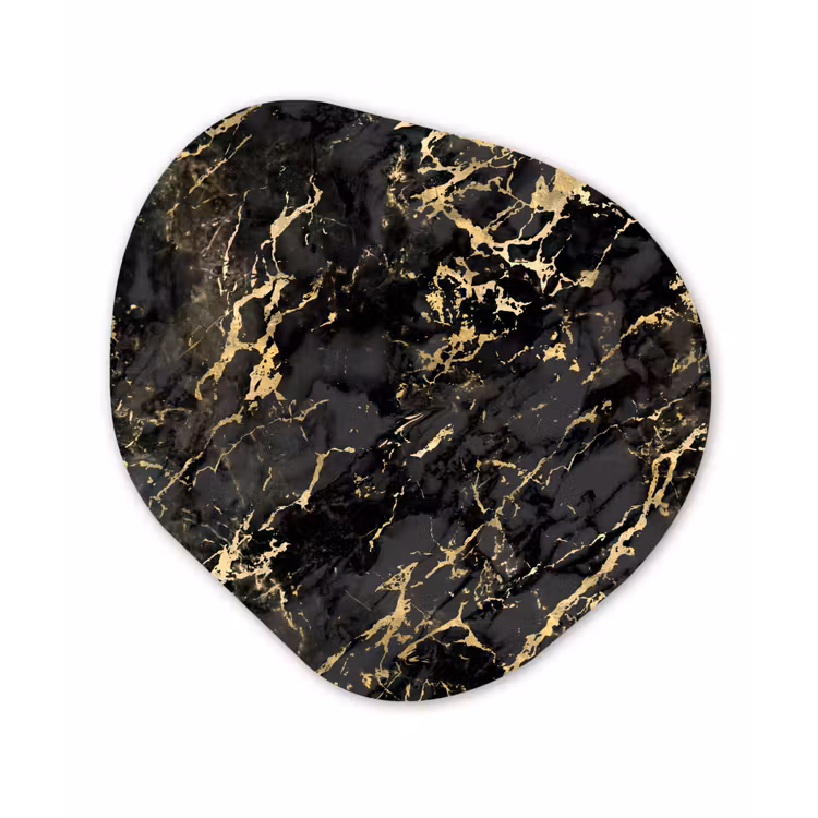 Marmer - Zwart - Goudstructuur Wandcirkel Organisch Forex 3mm klein 629 -3d