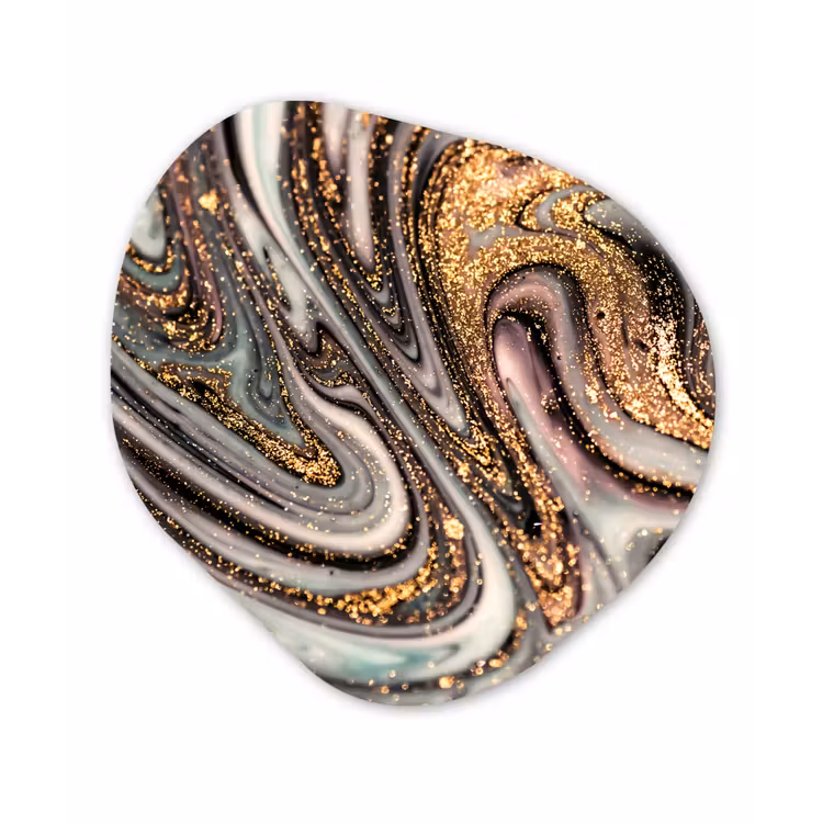 Marmerlook - Goud - Glitter - Luxe - Marmer - Wit Wandcirkel Organisch Forex 3mm klein -3d
