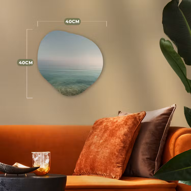 Zee - Horizon - Blauw - Mist Wandcirkel Organisch Forex 3mm klein -sfeer3