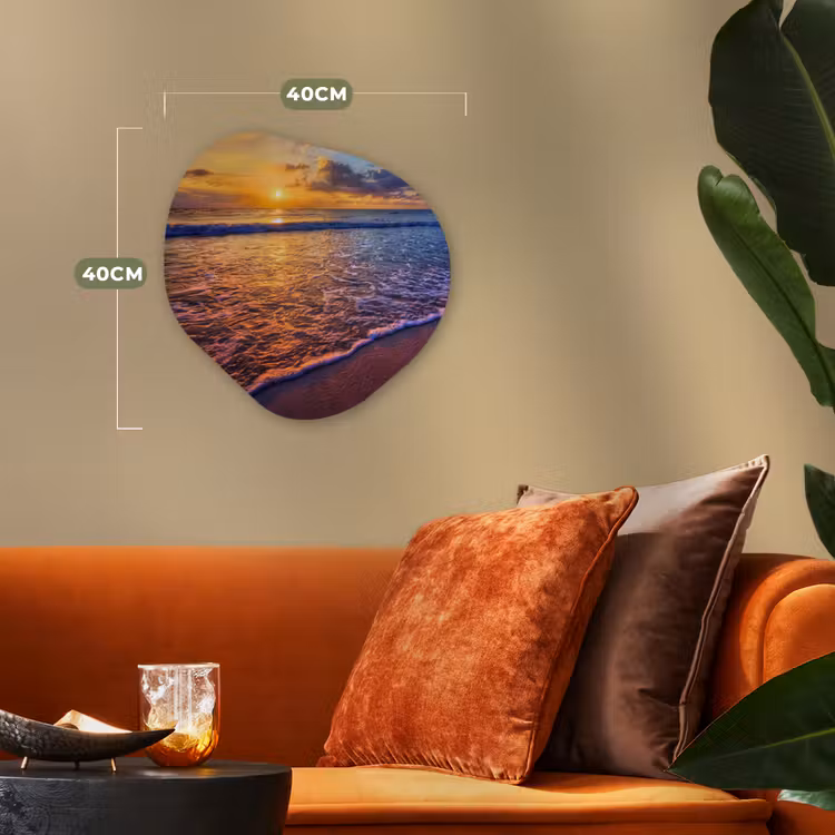 Zee - Strand - Zonsondergang - Wolken - Horizon Wandcirkel Organisch Forex 3mm klein -sfeer3