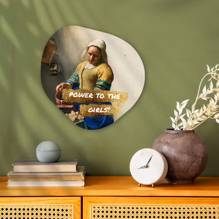 Melkmeisje - Goud - Quotes - Schilderij - Oude meesters Wandcirkel Organisch Forex 3mm klein -sfeer2