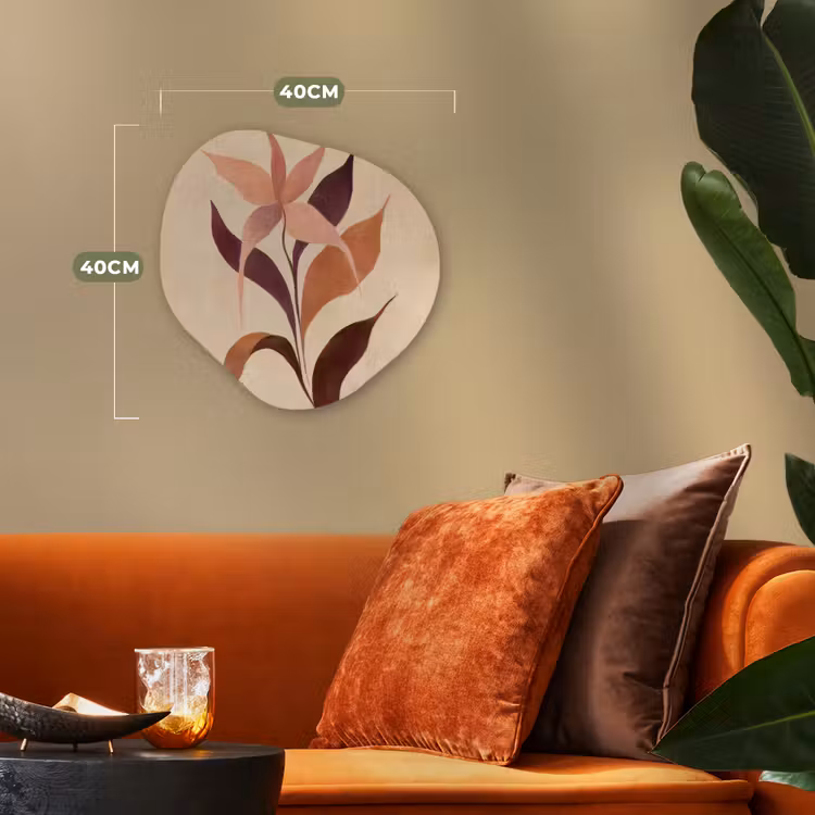 Minimalistisch - Bloem - Bladeren - Beige Wandcirkel Organisch Forex 3mm klein -sfeer3