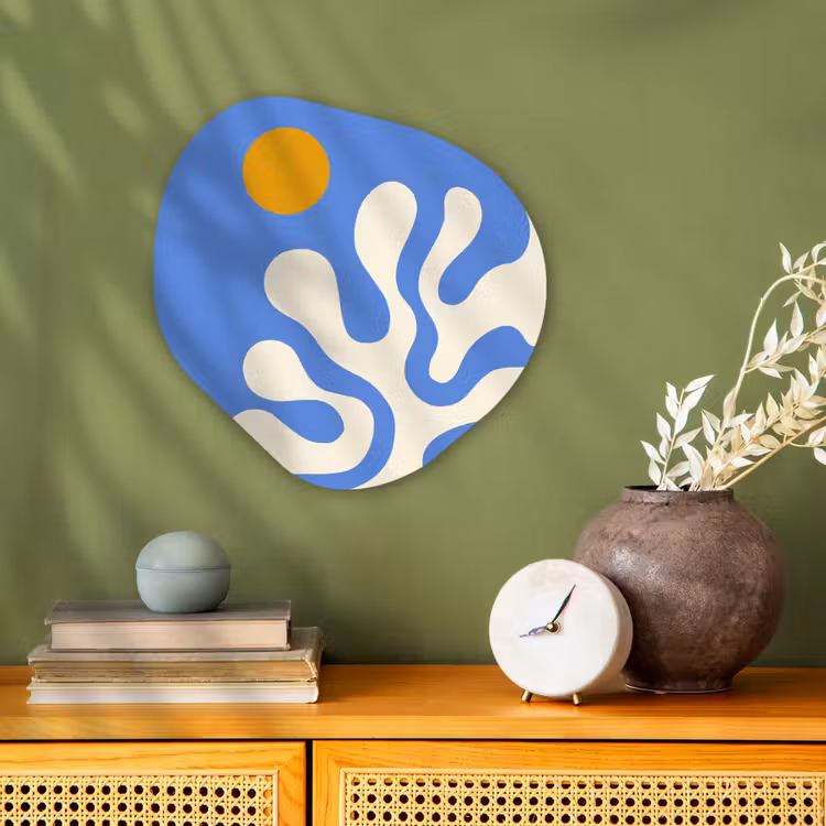 Minimalistisch - Organisch patroon - Blauw Wandcirkel Organisch Forex 3mm klein -sfeer2