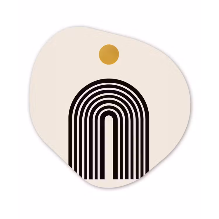 Minimalistisch - Zwarte boog - Gouden cirkel Wandcirkel Organisch Forex 3mm klein -3d