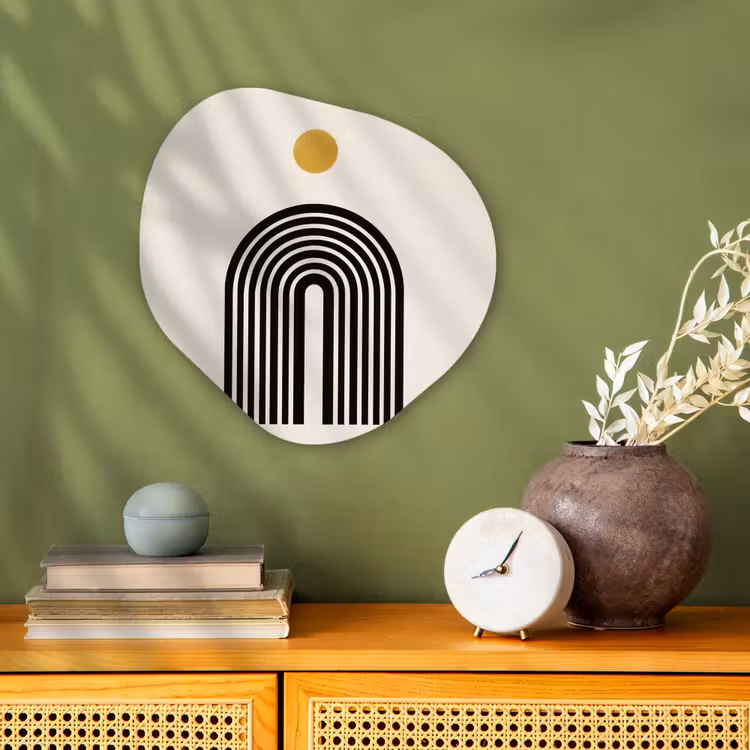 Minimalistisch - Zwarte boog - Gouden cirkel Wandcirkel Organisch Forex 3mm klein -sfeer2