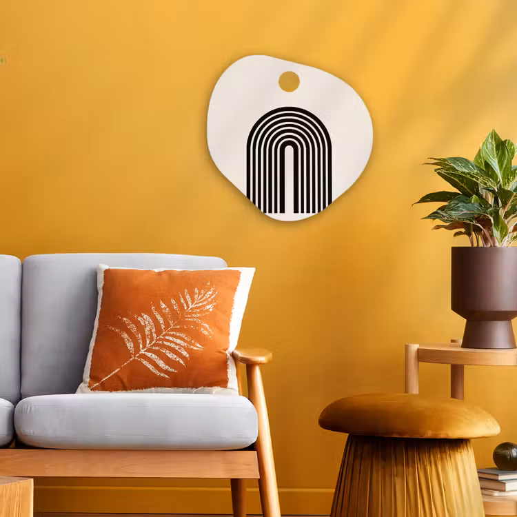Minimalistisch - Zwarte boog - Gouden cirkel Wandcirkel Organisch Forex 3mm klein -sfeer4