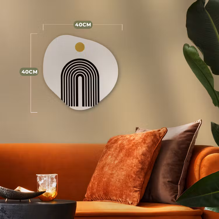 Minimalistisch - Zwarte boog - Gouden cirkel Wandcirkel Organisch Forex 3mm klein -sfeer3