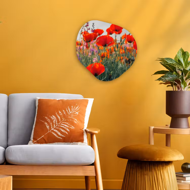 Klaproos - Bloemen - Rood - Paars - Weide Wandcirkel Organisch Forex 3mm klein -sfeer4