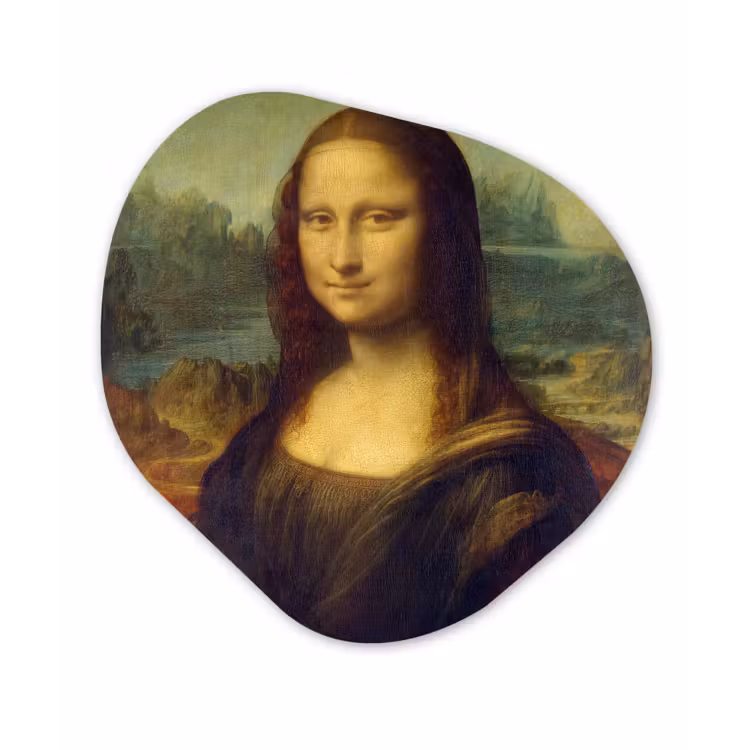 Mona Lisa - Leonardo da Vinci Wandcirkel Organisch Forex 3mm klein -3d
