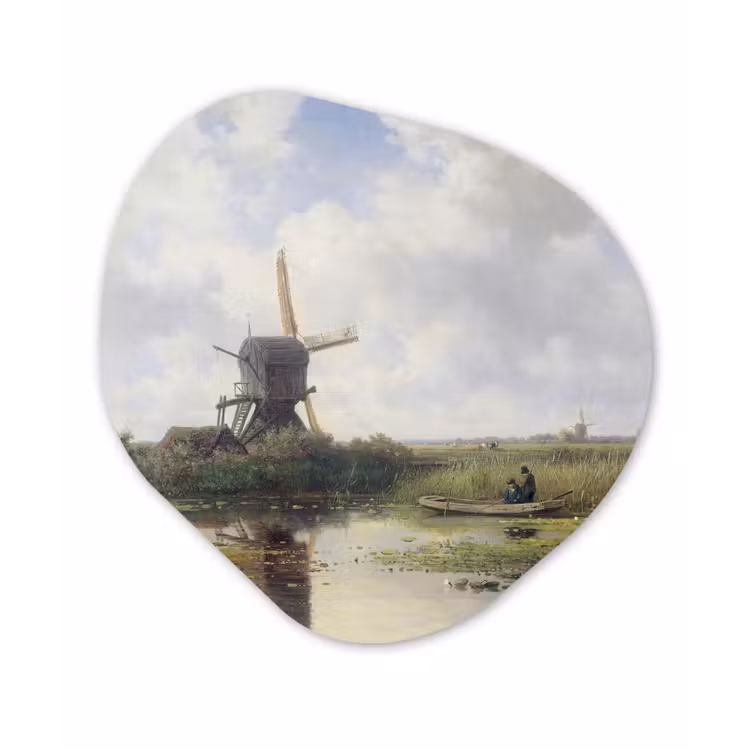 Molen - Willem Roelofs - Oude meesters - Kunst Wandcirkel Organisch Forex 3mm klein -3d