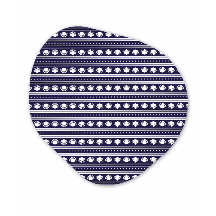 Schelp - Nautisch - Blauw - Wit Wandcirkel Organisch Forex 3mm klein 629 -3d
