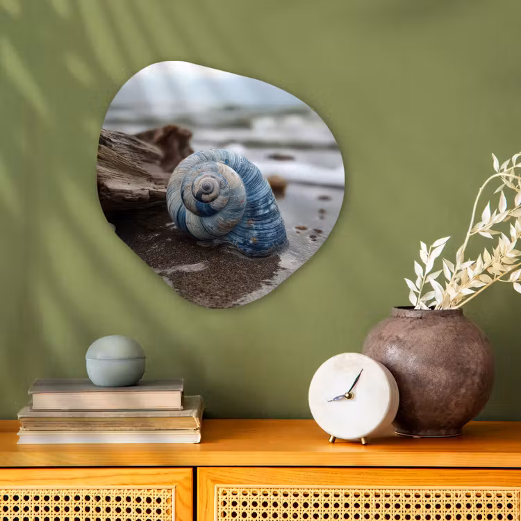 Schelp - Strand - Blauw - Zee Wandcirkel Organisch Forex 3mm klein -sfeer2