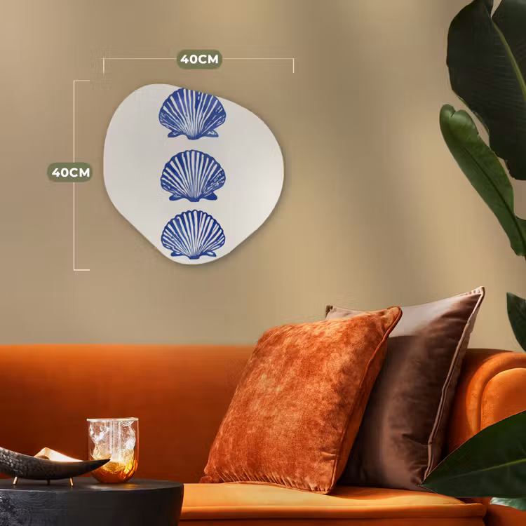 Schelpen - Blauw - Patroon Wandcirkel Organisch Forex 3mm klein -sfeer3