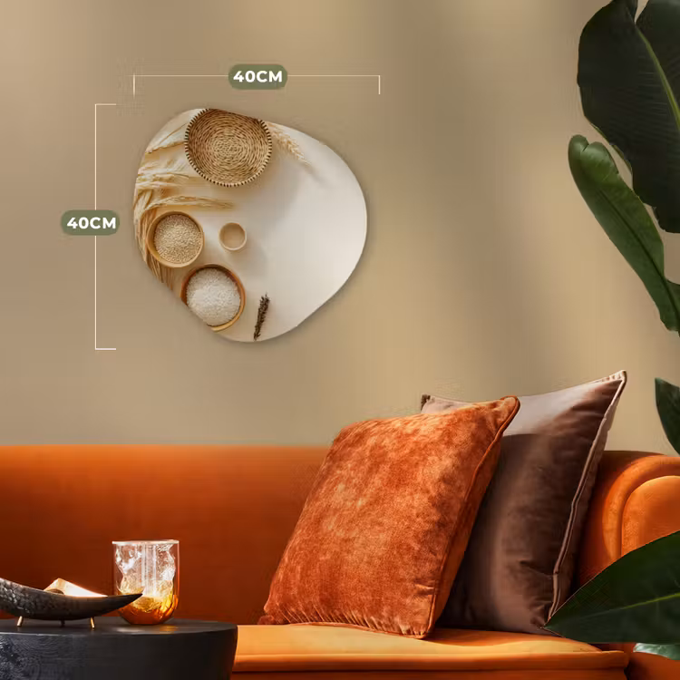 Granen - Hout - Kom - Beige Wandcirkel Organisch Forex 3mm klein -sfeer3