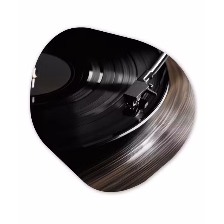 Close-up - Vinylplaat - Platenspeler - Zwart Wandcirkel Organisch Forex 3mm klein -3d
