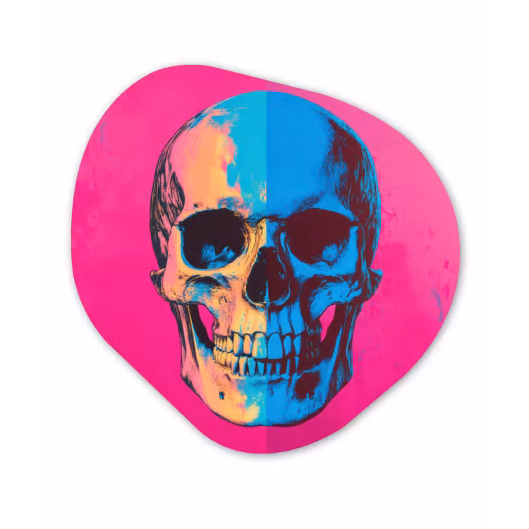 Neon - Blauw - Pop-art - Schedel Wandcirkel Organisch Forex 3mm klein -3d