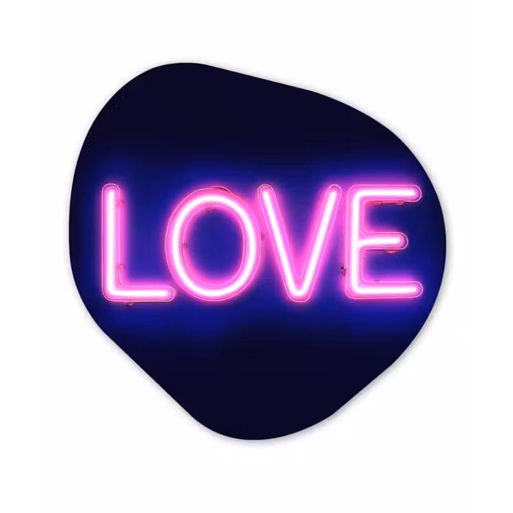 Neon - Love - Valentijn Wandcirkel Organisch Forex 3mm klein -3d