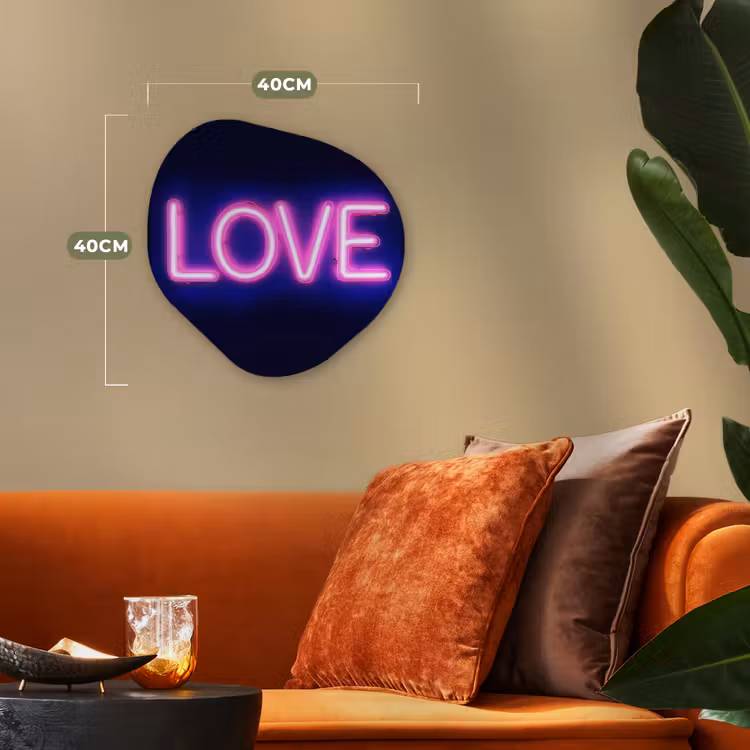 Neon - Love - Valentijn Wandcirkel Organisch Forex 3mm klein -sfeer3