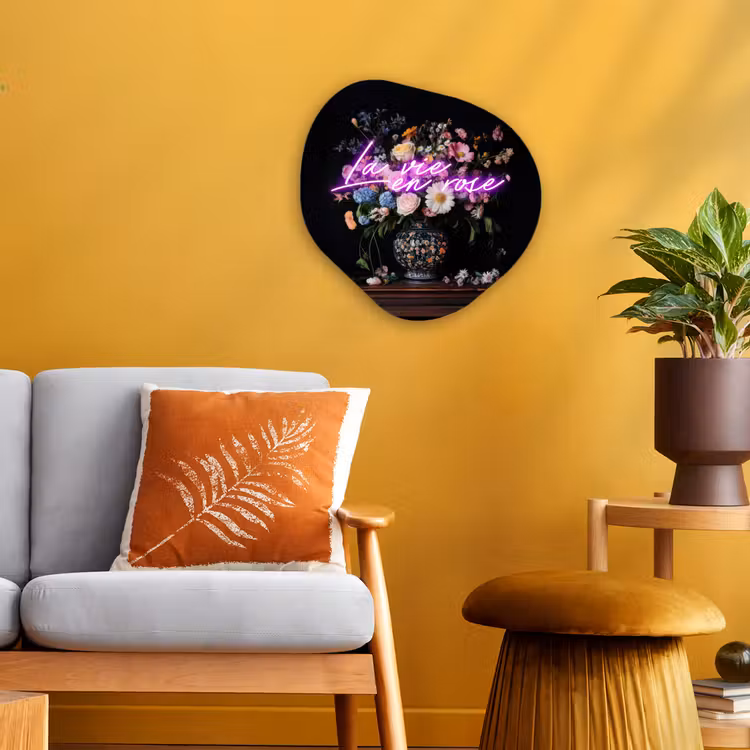 Neon - Vaas - Bloemen Wandcirkel Organisch Forex 3mm klein -sfeer4
