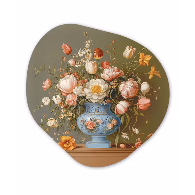 Neutral - Bloemen - Boeket - Vaas Wandcirkel Organisch Forex 3mm klein -3d