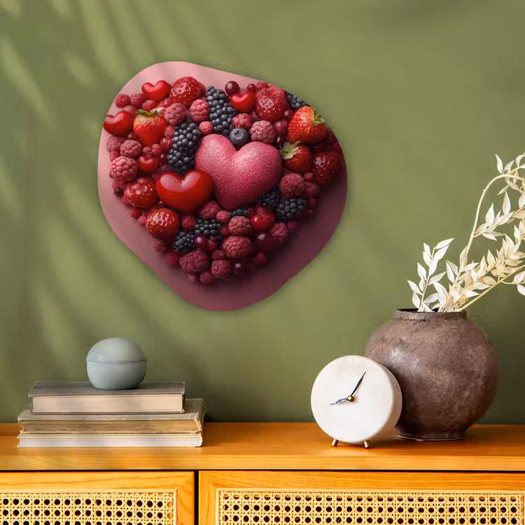 Fruit - Hartjes - Aardbeien - Frambozen - Bosbessen Wandcirkel Organisch Forex 3mm klein -sfeer2