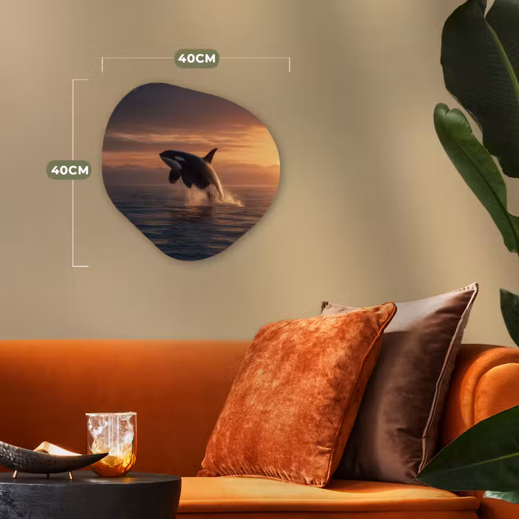 Orka - Zee - Zonsondergang Wandcirkel Organisch Forex 3mm klein -sfeer3