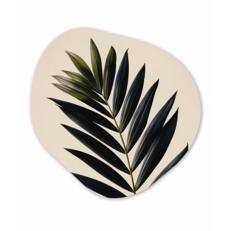 Palmblad - Donkere bladen - Subtiel Wandcirkel Organisch Forex 3mm klein -3d