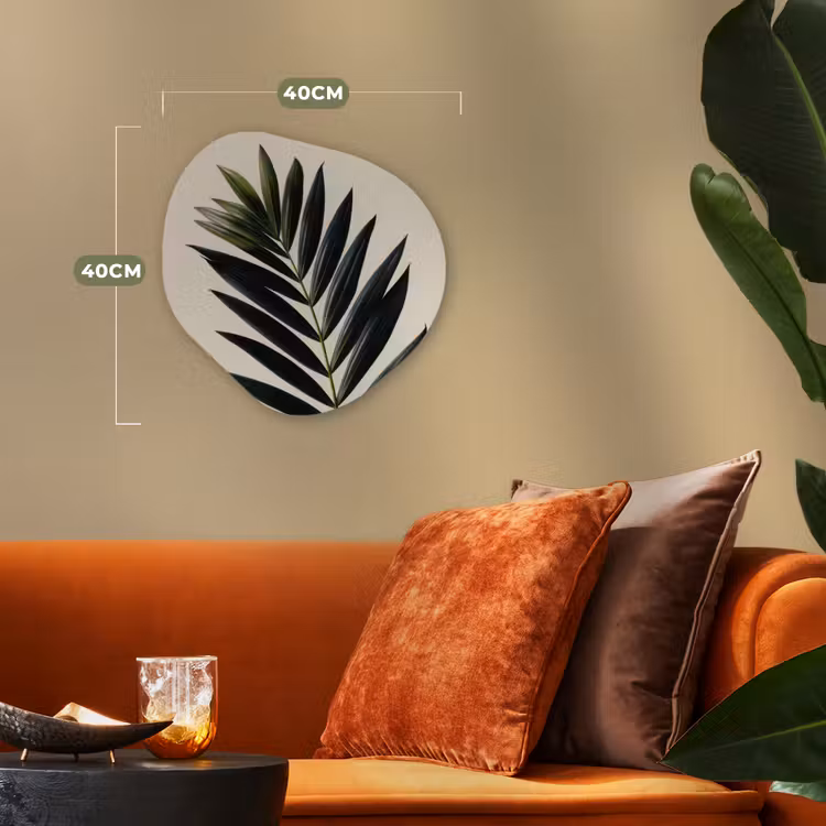 Palmblad - Donkere bladen - Subtiel Wandcirkel Organisch Forex 3mm klein -sfeer3
