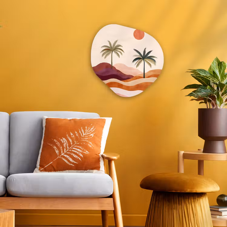 Palmbomen - Abstract - Zon - Heuvels Wandcirkel Organisch Forex 3mm klein -sfeer4