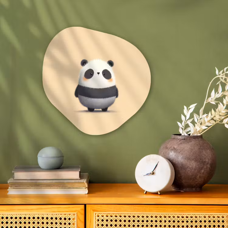 Panda - Beige - Minimalistisch Wandcirkel Organisch Forex 3mm klein -sfeer2