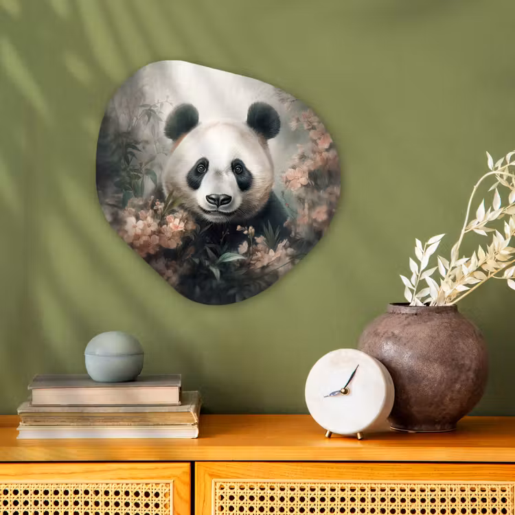 Panda - Dieren - Bloemen - Planten Wandcirkel Organisch Forex 3mm klein -sfeer2