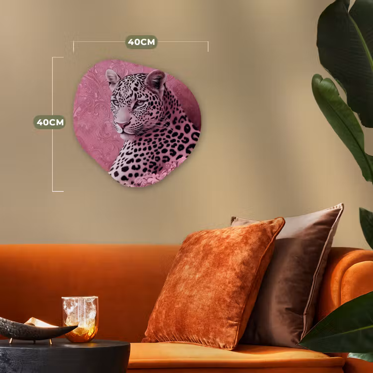 Panter - Luxe - Roze Wandcirkel Organisch Forex 3mm klein -sfeer3
