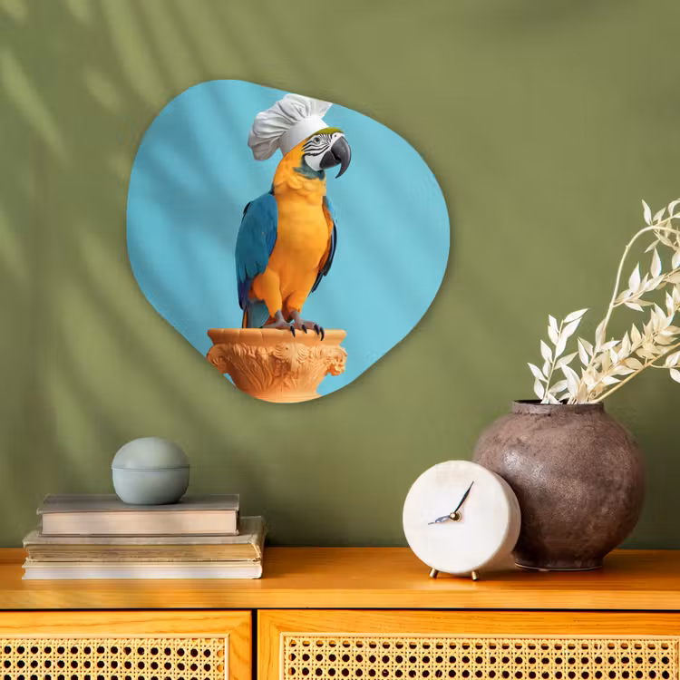 Papegaai - Koksmuts - Grappig - Vogel Wandcirkel Organisch Forex 3mm klein -sfeer2