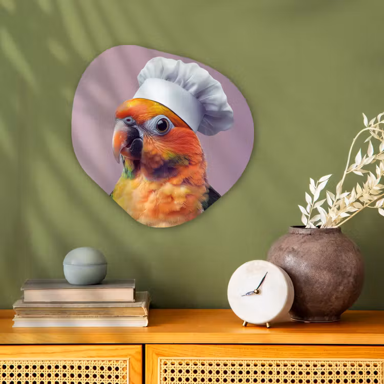 Papegaai - Koksmuts - Nieuwsgierig - Vogel Wandcirkel Organisch Forex 3mm klein -sfeer2