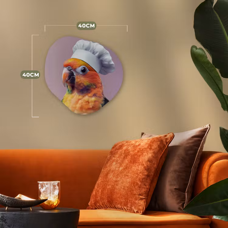 Papegaai - Koksmuts - Nieuwsgierig - Vogel Wandcirkel Organisch Forex 3mm klein -sfeer3