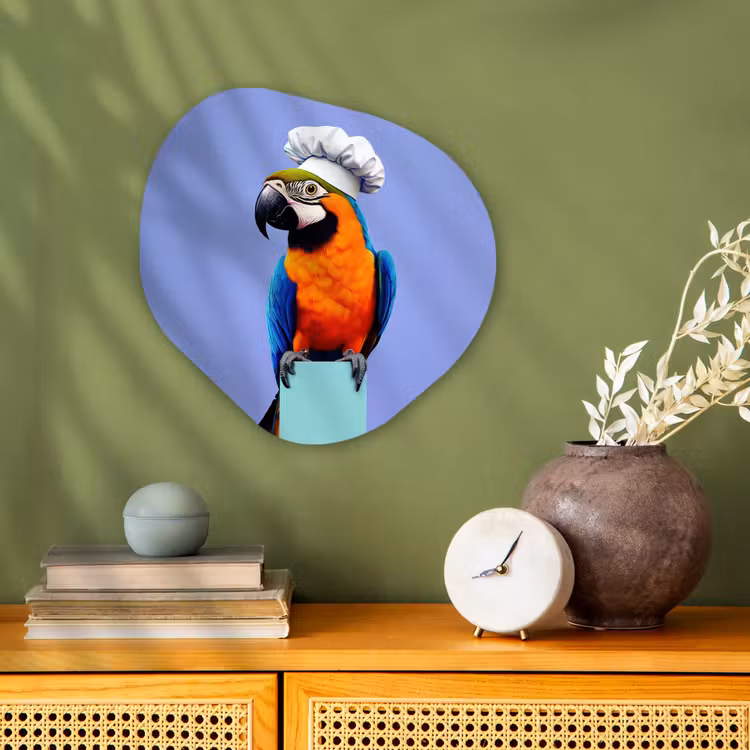 Papegaai - Koksmuts - Vogel - Leuk Wandcirkel Organisch Forex 3mm klein -sfeer2