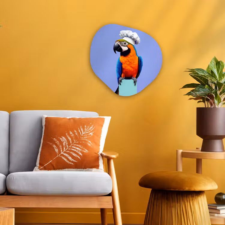 Papegaai - Koksmuts - Vogel - Leuk Wandcirkel Organisch Forex 3mm klein -sfeer4