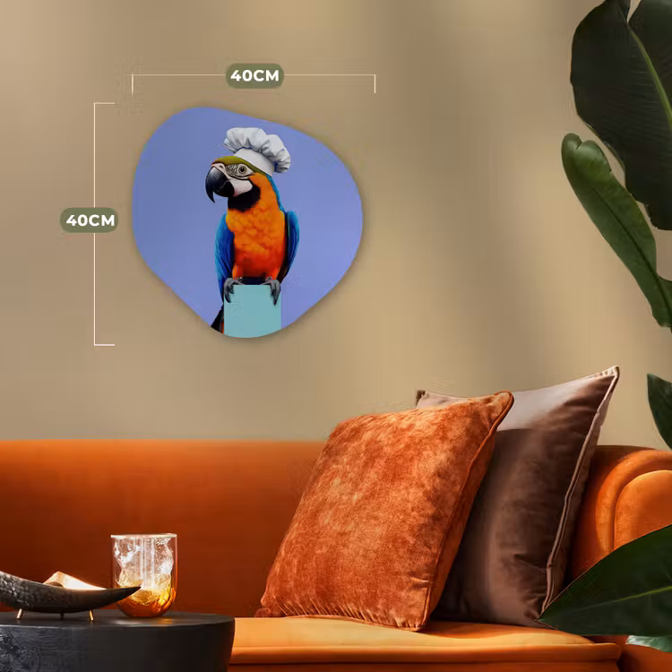 Papegaai - Koksmuts - Vogel - Leuk Wandcirkel Organisch Forex 3mm klein -sfeer3