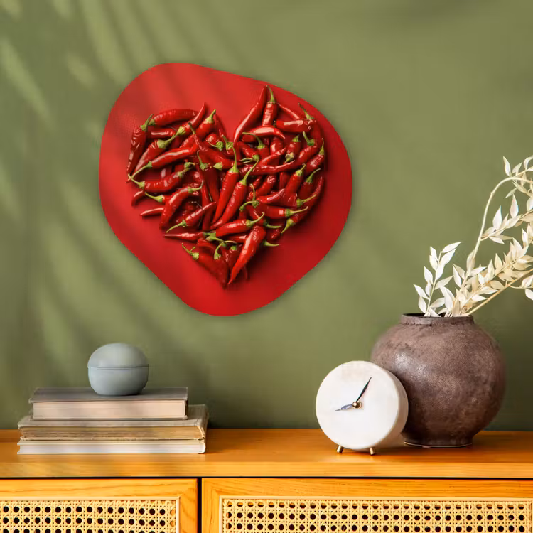 Pepers - Rood - Hart Wandcirkel Organisch Forex 3mm klein -sfeer2