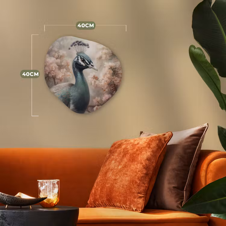 Pauw - Vogels - Bloemen - Boom - Botanisch Wandcirkel Organisch Forex 3mm klein -sfeer3