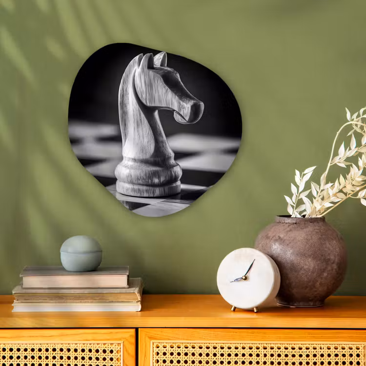 Paard - Hout - Schaalbord - Zwart Wandcirkel Organisch Forex 3mm klein -sfeer2