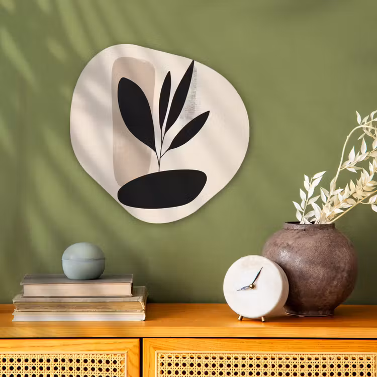 Plant - Beige - Japandi Wandcirkel Organisch Forex 3mm klein -sfeer2