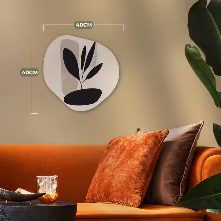 Plant - Beige - Japandi Wandcirkel Organisch Forex 3mm klein -sfeer3