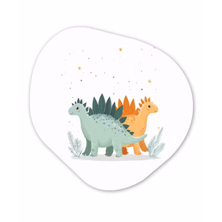 Planten - Sterren - Dinosaurussen - Oranje Wandcirkel Organisch Forex 3mm klein -3d