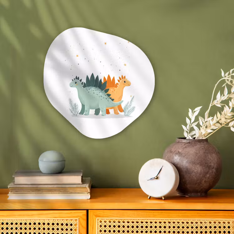 Planten - Sterren - Dinosaurussen - Oranje Wandcirkel Organisch Forex 3mm klein -sfeer2