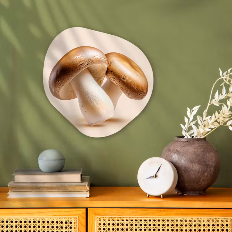 Champignons - Zacht - Beige Wandcirkel Organisch Forex 3mm klein -sfeer2
