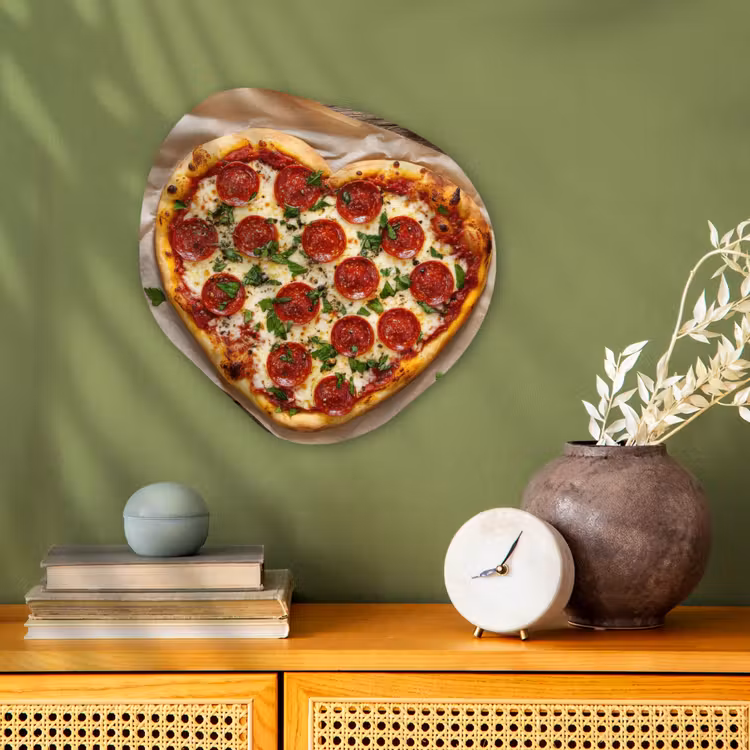 Pizza - Hart - Pepperoni - Tomaat Wandcirkel Organisch Forex 3mm klein -sfeer2