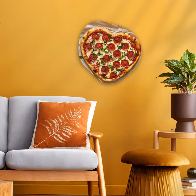 Pizza - Hart - Pepperoni - Tomaat Wandcirkel Organisch Forex 3mm klein -sfeer4