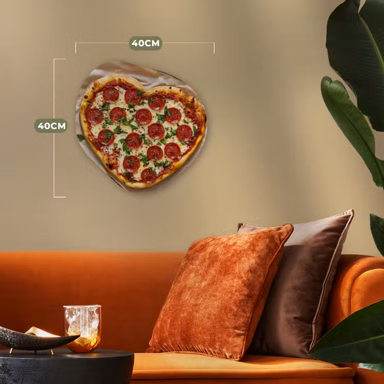 Pizza - Hart - Pepperoni - Tomaat Wandcirkel Organisch Forex 3mm klein -sfeer3