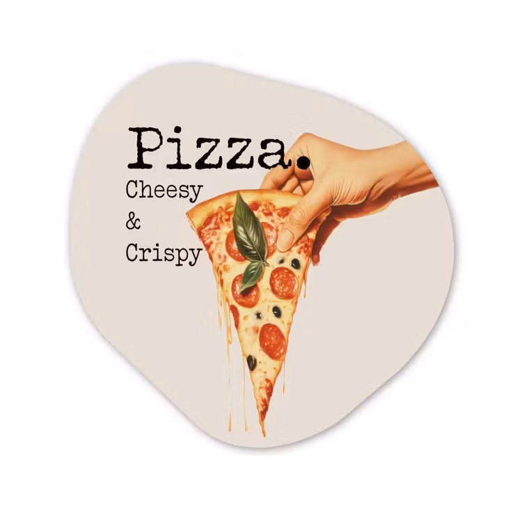 Pizza - Kaas - Pepperoni Wandcirkel Organisch Forex 3mm klein -3d